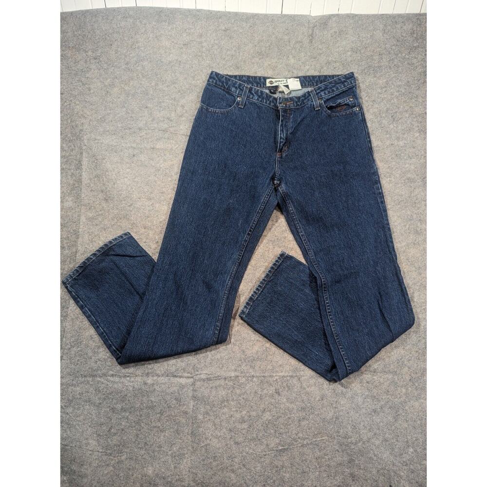 Harley Davidson Woman's Sz 10 Tall Dark Wash High Rise Motorcycle Jeans